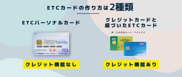 ETCカードの作り方はクレジットなしかクレジットありの2種類